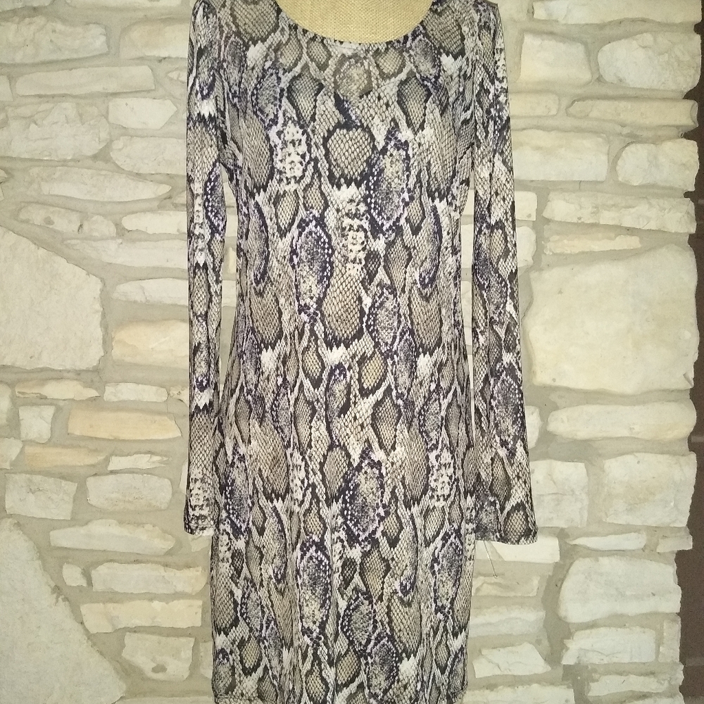 Love, Fire- Mini Mesh Snake Print Dress